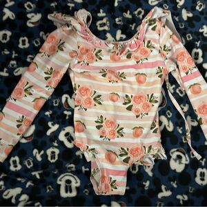 Girls Size M(3years) Marie Nicole Clothing Floral Striped Kids One Piece